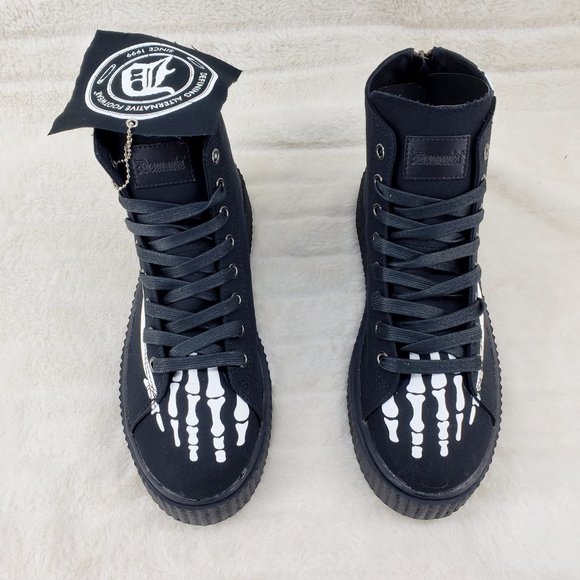 Demonia Other - Demonia Sneeker Mens X-Ray Graphic Bone Creeper Sneaker Flame Tread Goth Punk